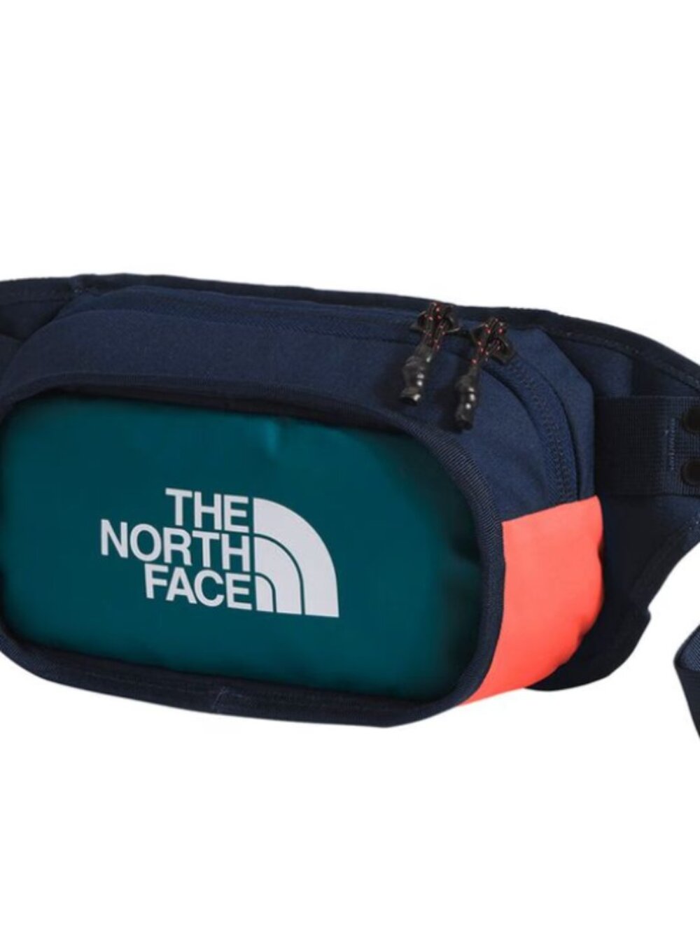 The North Face Explore Hip Pack in a blue and orange colorway